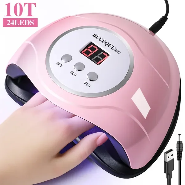 Lampe à ongles UV LED 48 W, sèche-linge rapide avec capteur, 3 réglages de minuterie, portable pour ongles et ongles des pieds