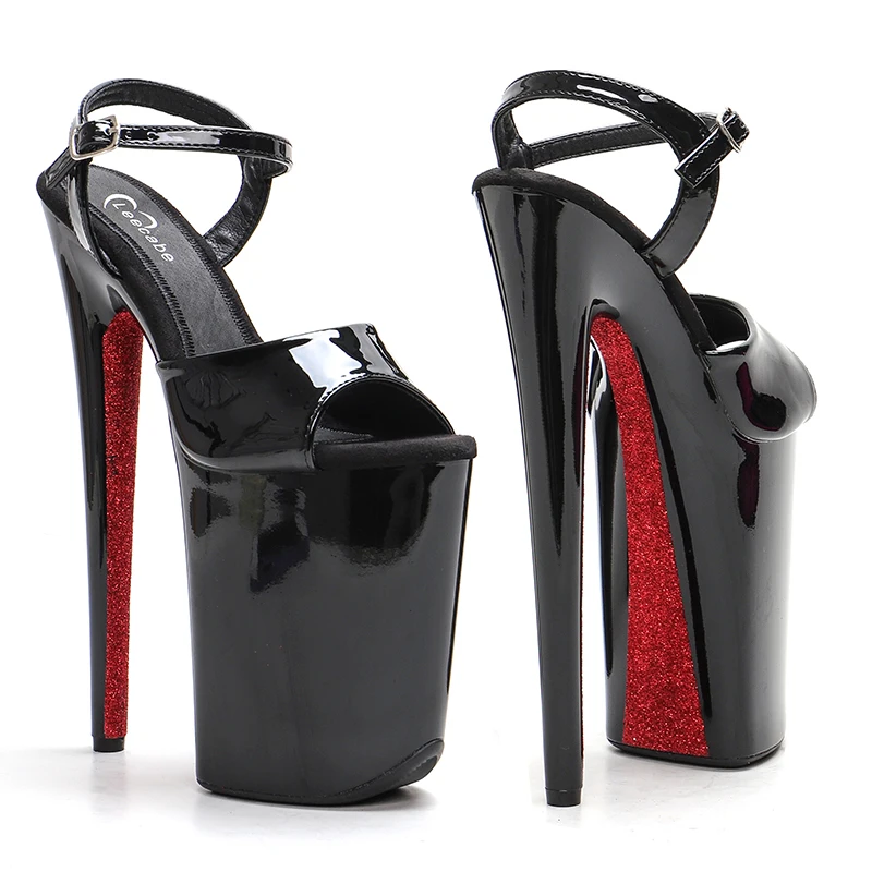 Leecabe 23CM/9inches Patent PU Trend Fashion Glitter High Heel Platform Sandals Stripper Heel Pole Dance Shoes