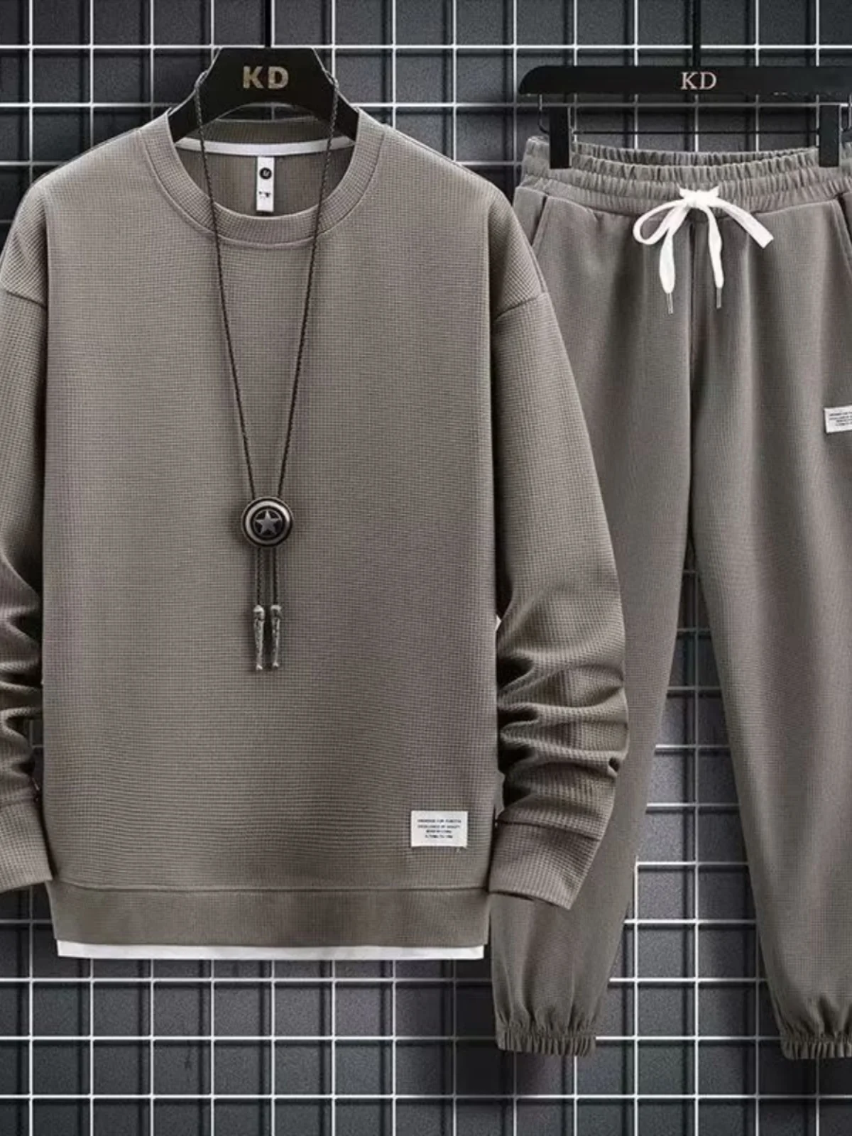 Spring Autumn Men's Spor Casual Long Sleeve T-Shirt Loose Fit Sweatshirt Pants Two-Piece Set Fashionable Comfortable Ensemble