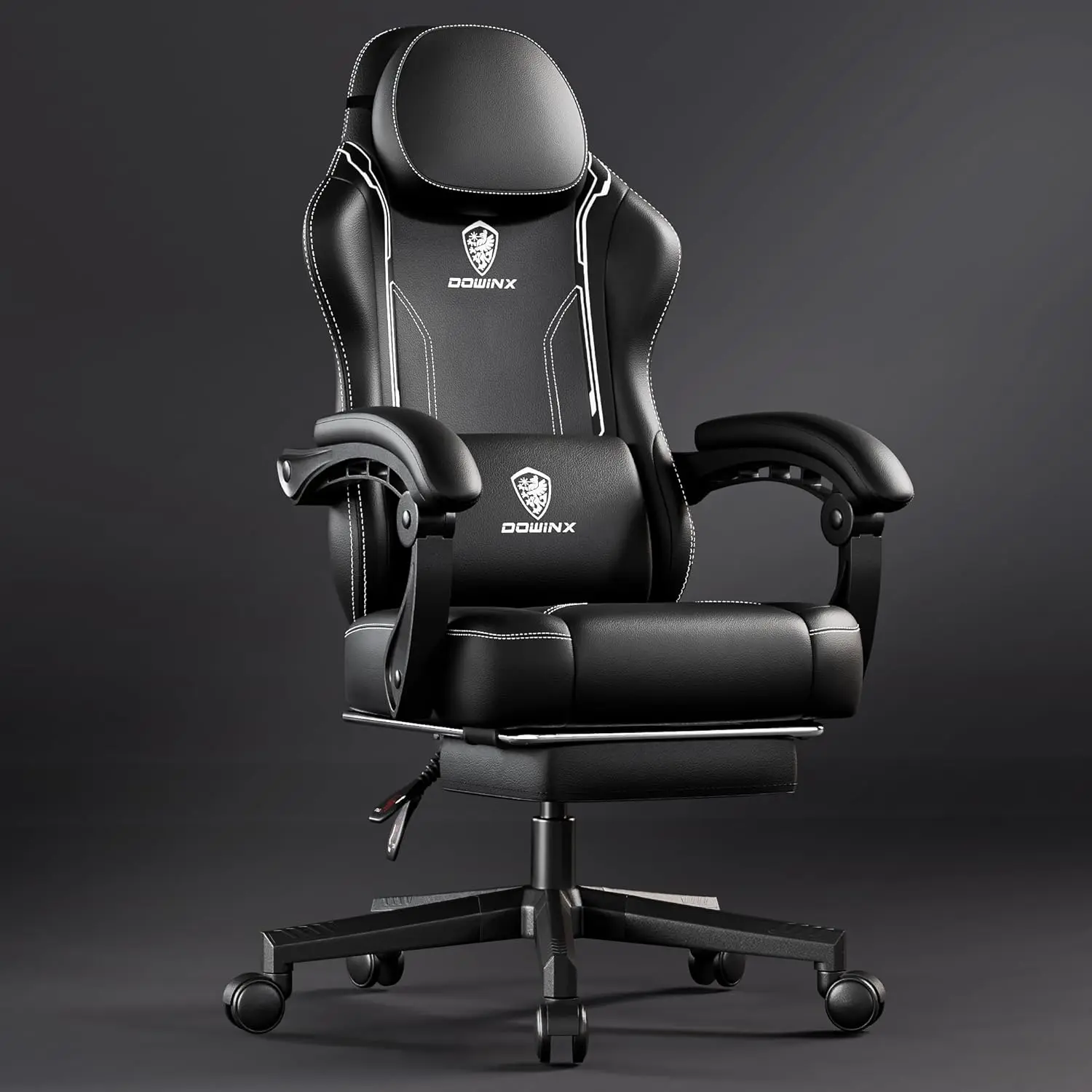 Gaming chair with pocket spring cushion,ergonomic gaming chair with lumbar support and footrest,high back leather computer chair