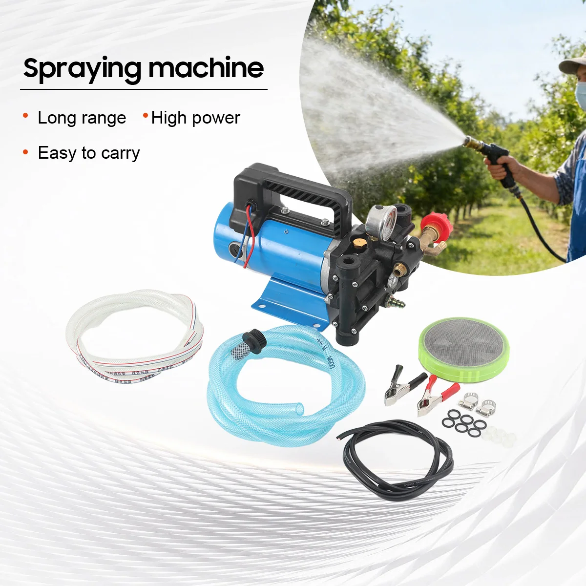 Landwirtschaftliche elektrische Hochdruckpumpe, 24 V, 16 l/min, Doppelzylinder-Kolbenpumpe, Sprühen, Bewässerung, Autowaschanlage, Pestizidsprüher – Detail 15