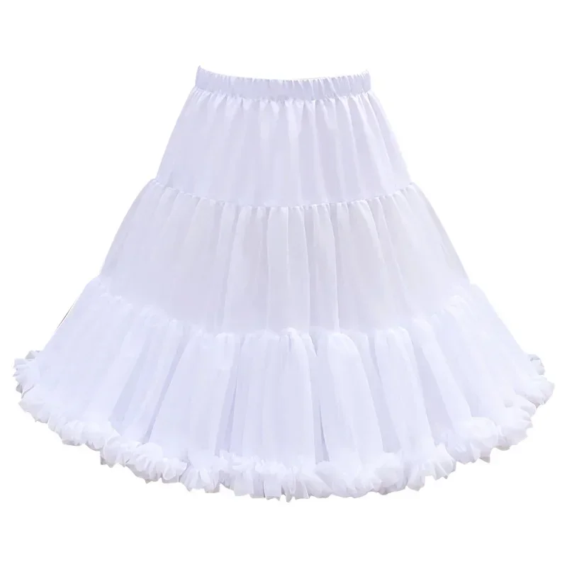 Women Vintage Lolita Clothing Cosplay Petticoat A-Line Puffy Tutu Skirt Tulle Ballet Dance Pettiskirts Big Bowknot Underskirt