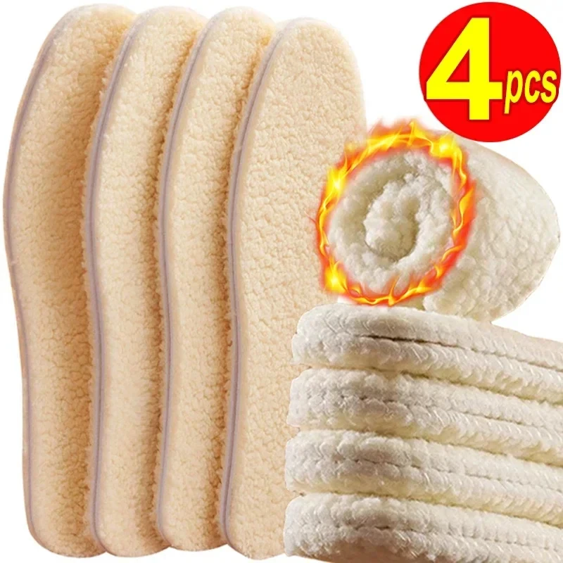 1/6pairs Lamb Fleece Insoles Men Women Winter Keep Warm Insole Soft Wool Thicken Shoepad Cashmere Shoes Insert Thermal Shoe Pads