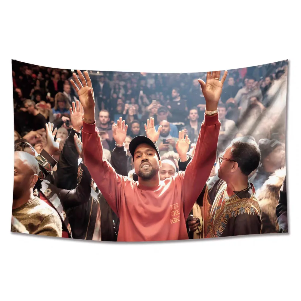 Kanyes West Rock Rapper Hang Cloth Tapestry Banners And Flags For Bar Or Room Wall Decoration