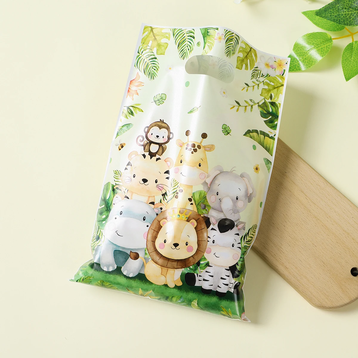 10/25/5pcs Jungle Animal Pattern Gift Bag, Candy Tote Bags, Birthday Party Packaging Bags,Baby Shower Decoration Favors Supplies