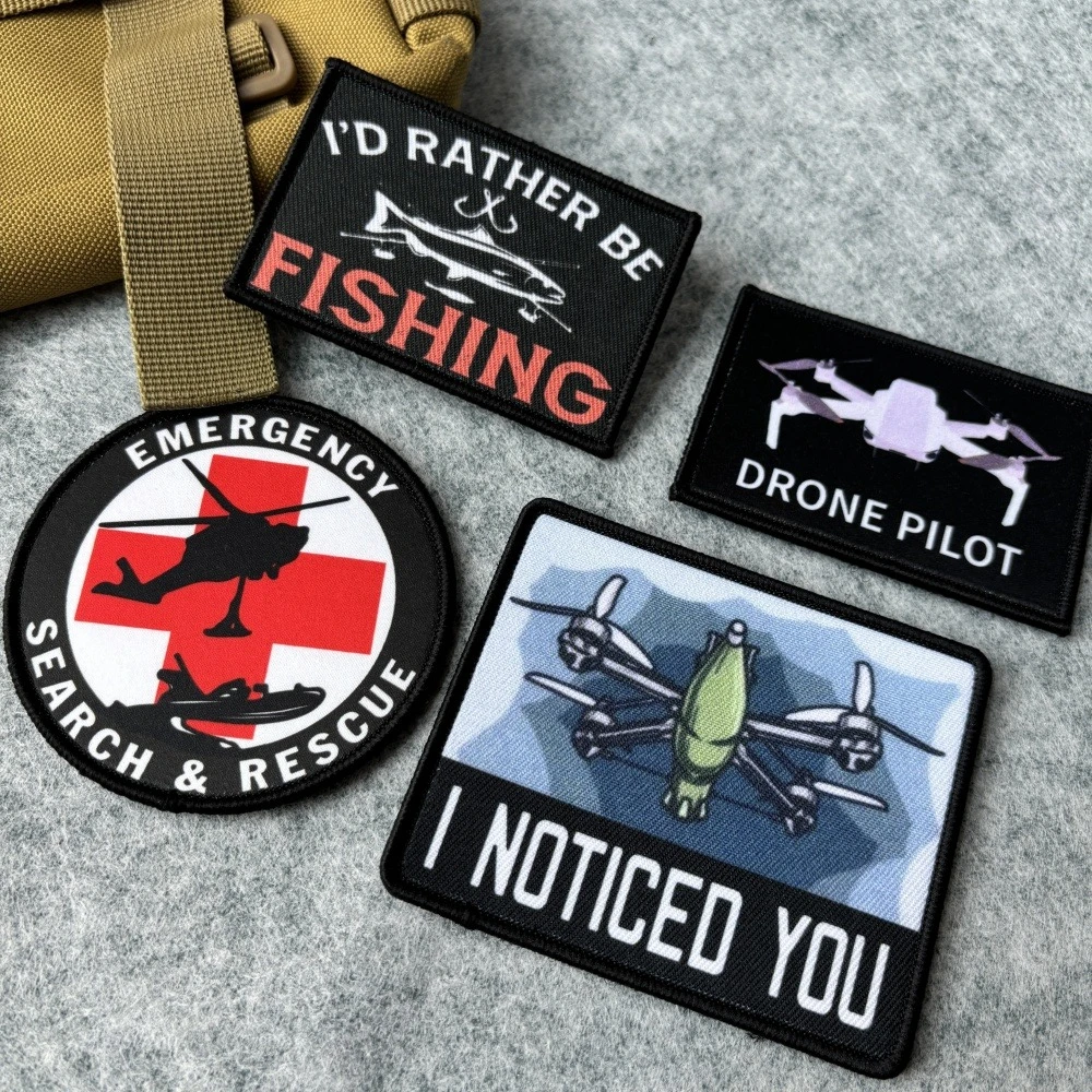FPV Drone Helicopter Printed Patches Search&Rescue Hook&Loop Patch Army Armband Military Morale Badge Backpack Clothes Stickers