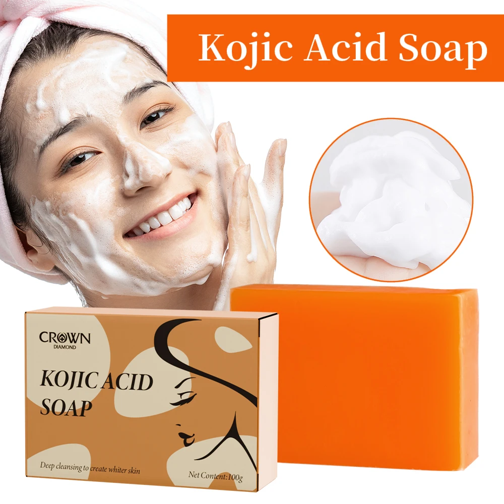 Kojic Acid Glow Soap Facial Deep Cleaning Even Skin Tone Skin Lightening Soap Oil Control Moisturizing Skin Care Crown Diamond