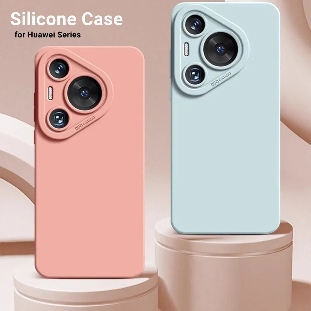 Capa de Silicone Macia para Proteção de Lentes para Huawei Pura 70 80 Ultra 90 Pro Max P40 P50 P60 com Forro Interno à Prova de Choque