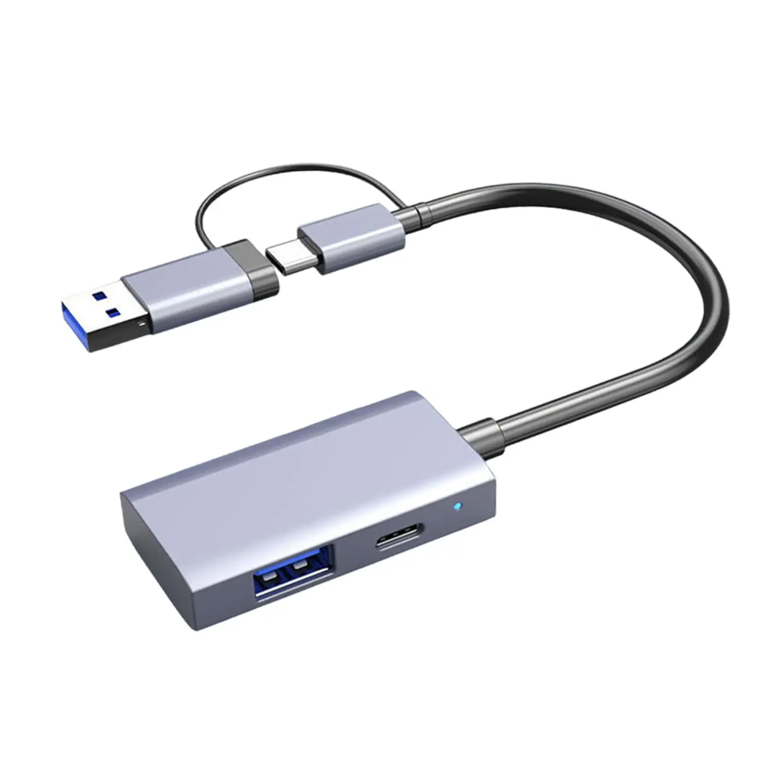 قارئ بطاقات 4 في 1، ملحقات إلكترونية متعددة الوظائف، توصيل وتشغيل واجهة مزدوجة USB C، USB 3.0، SD، TF رمادي