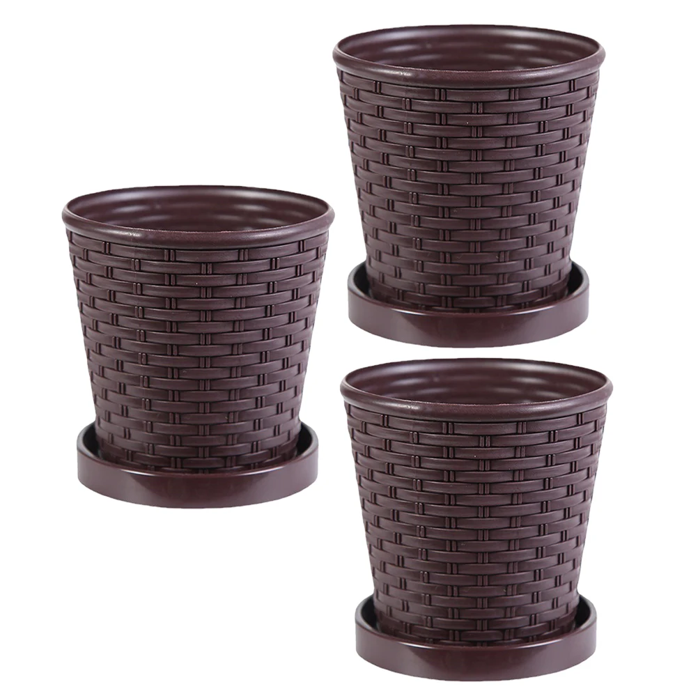 

3 Sets Green Plant Culture Pot Breathable Flower Pots Planter Seedling Garden Resin Lightweight