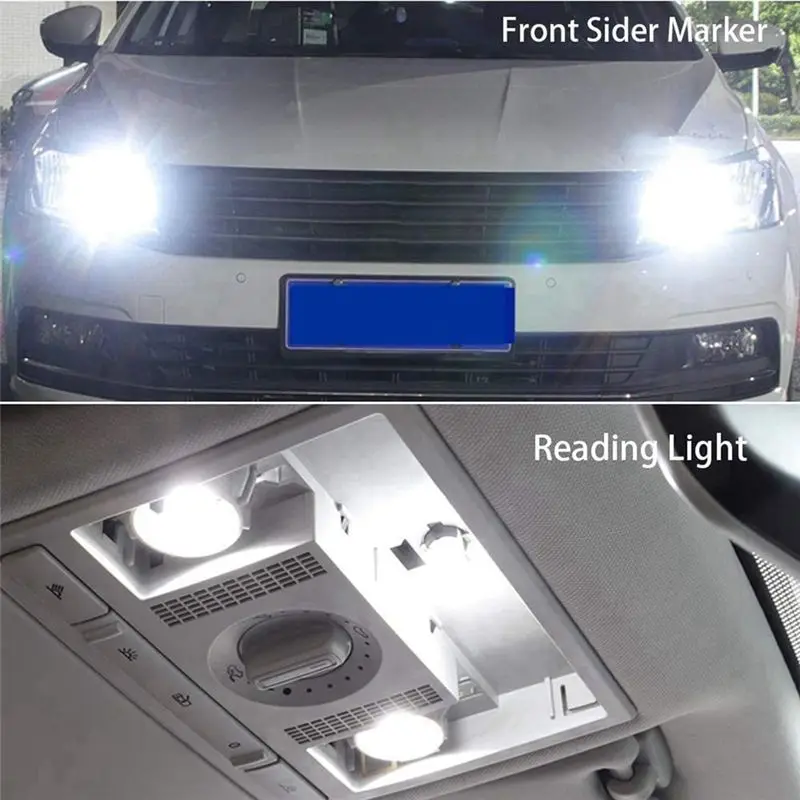 40Pcs 6000K Canbus T10 168 194 W5W Dome License Side Marker LED Light Bulb White