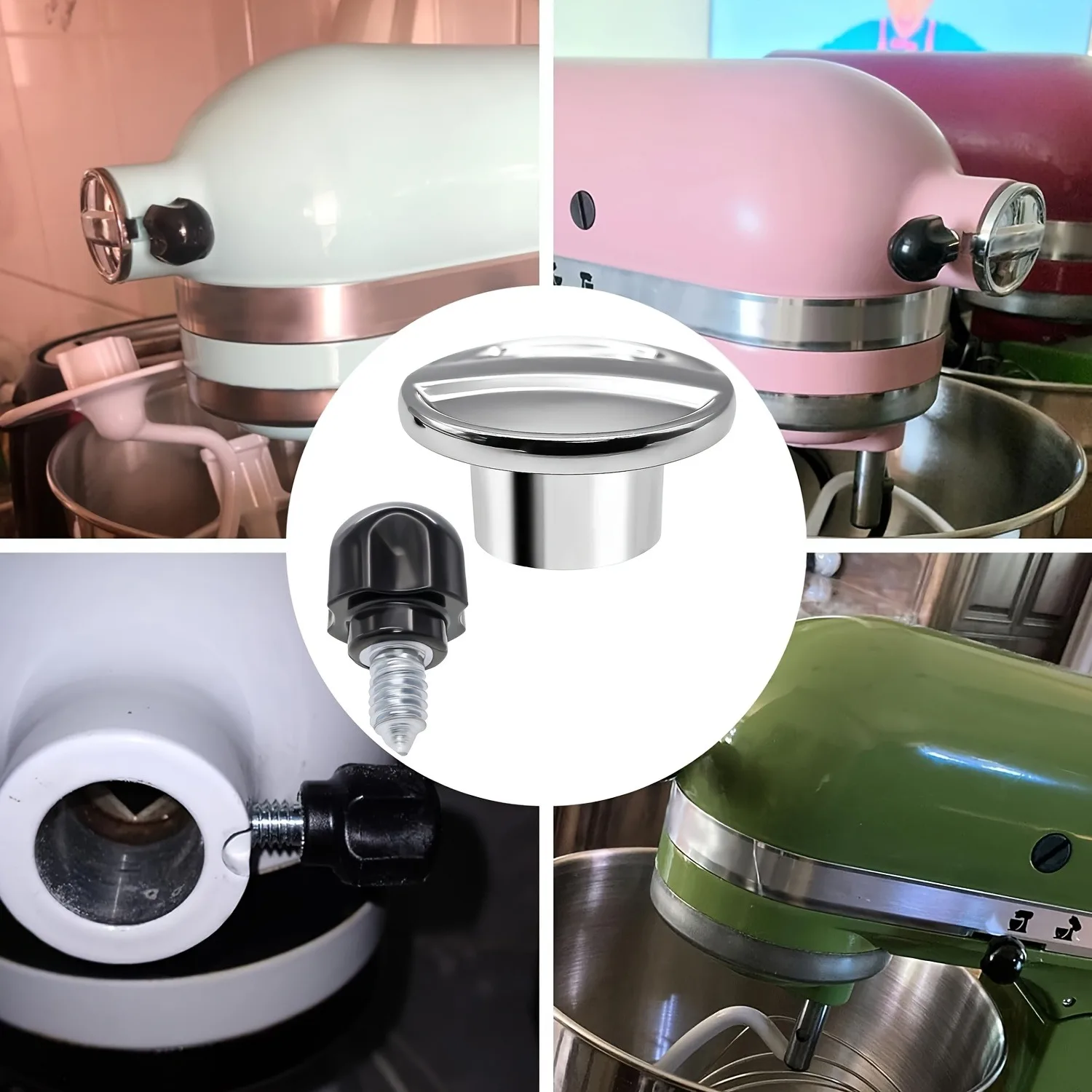 قطع غيار لـ Kitchenaid، وغطاء مرفق المحور ومسمار مقبض الإبهام المرفق، والنوابض المصنوعة من الفولاذ المقاوم للصدأ، والغسالات