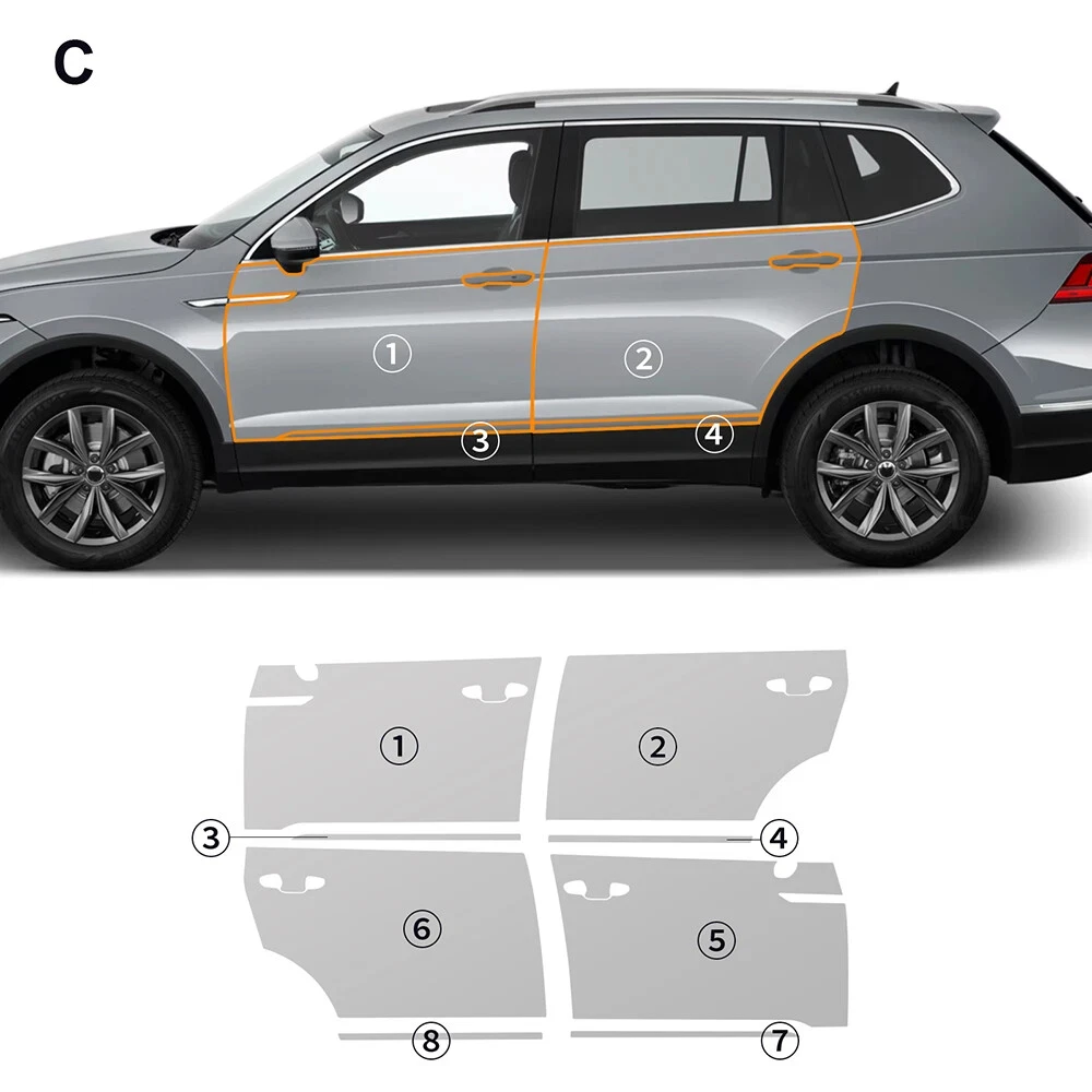 

8.5Mil Pre-cut PPF For VOLKSWAGEN TIGUAN 2022-2024 TPU Matte Clear Paint Protection Film Scratch-Resistant Exterior Accessories