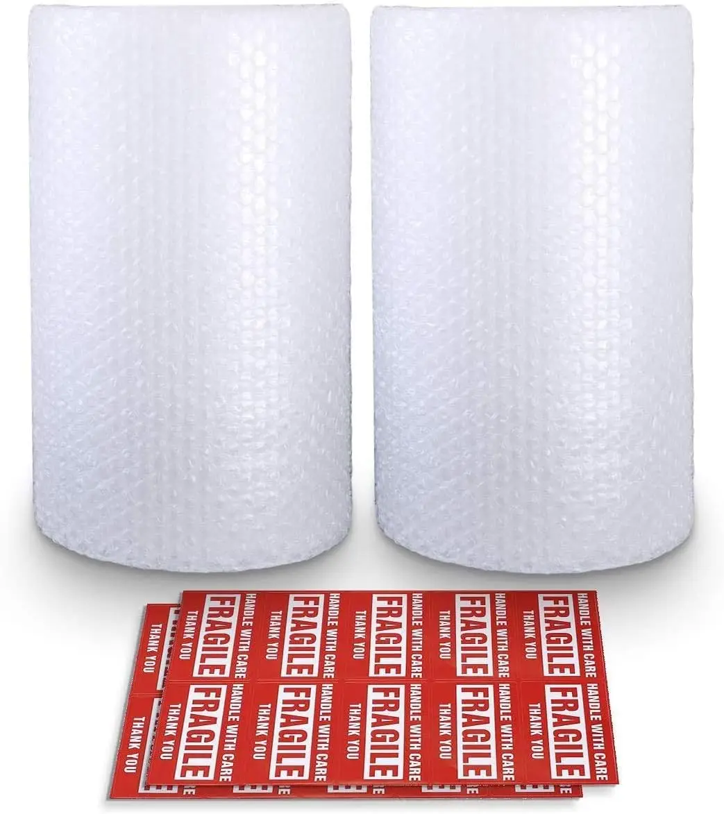 

Bubble Wrap Roll 2 Pack, 12"x74ft Total, Perforated, with 20 Fragile Stickers, Heavy-Duty Moving Packing Supplies