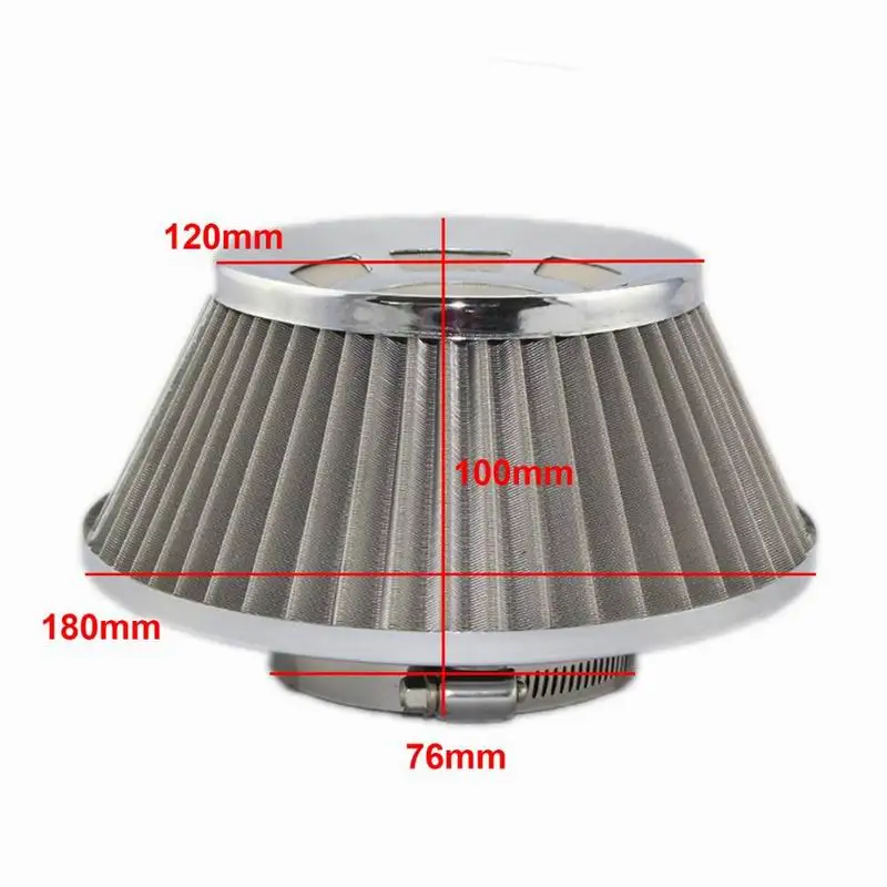 76mm 3inch Stainless Steel Cold Air Filter Sports High Power Flow Air Filter Universal Car Cone Air Intake Filters Auto Parts