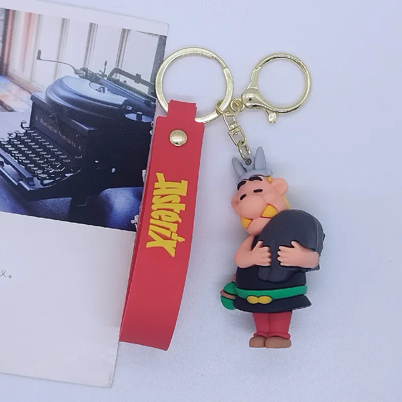 Cartoon Asterix Keychains Doll Keyring Couple Pendant Car Key Chain Key Pendant PVC Backpack Pendant Gifts For Kids Keyring