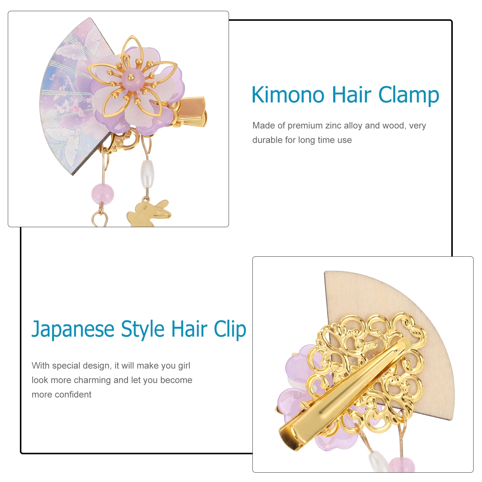 

Flower Hairpin Japanese Ornament Fan Pins for Women Barrettes Styling Style Clips
