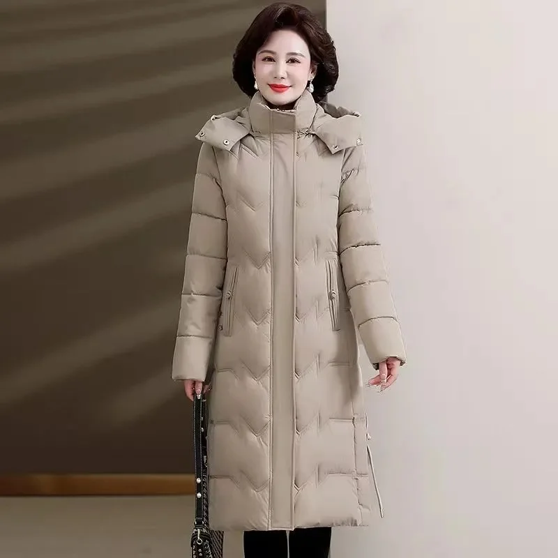 

2025 Women Large Size 6XL Parkas Jacket Korean Ladies Hooded Zipper Cotton Padded Coat Winter Femme Fashion Down Cotton Outwear