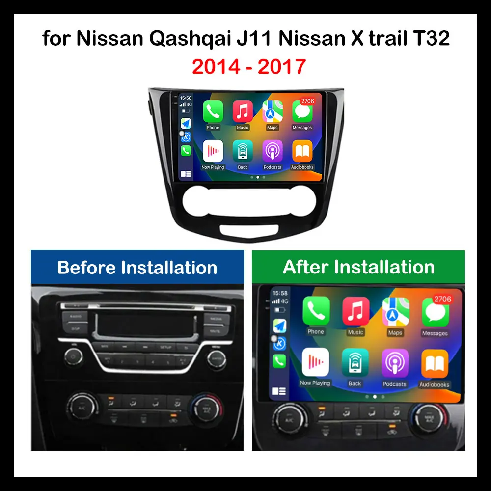 10.1 inch Android OS for Nissan Qashqai J11 Nissan X trail T32 2014 - 2017 Car Radio Video Player GPS Navigation 4G BT Audio DSP