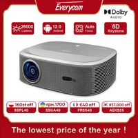 Everycom HQ10W Full HD Projector Dolby Audio 4K Video Smart TV for Home 1080P 26000 Lumen Projectors 2+64GB Movie Theater Beamer