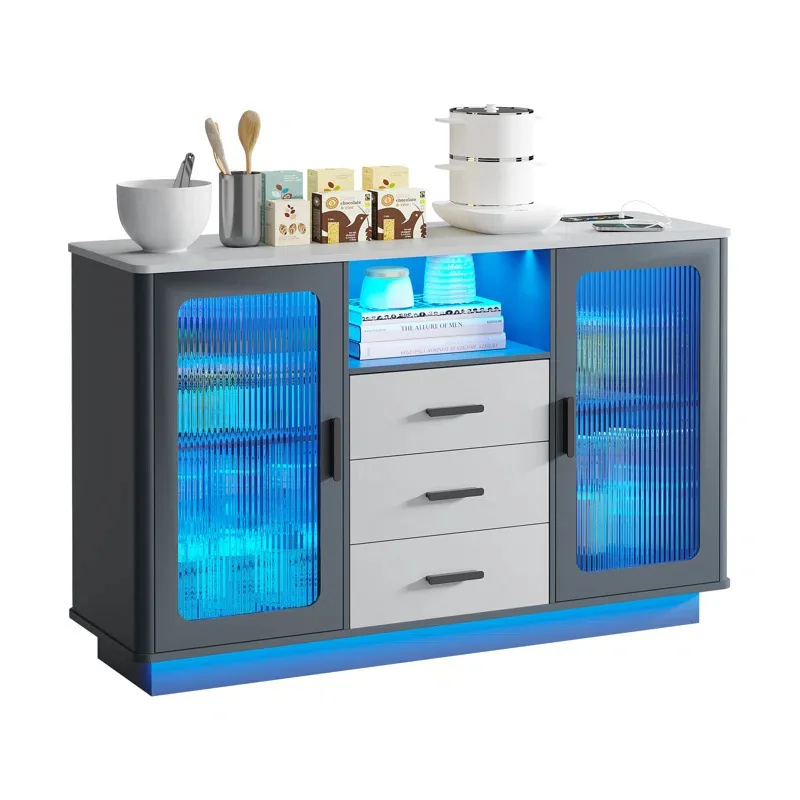 

European Modern Style 47.2 "Wooden Cupboard with Wine Storage and LED