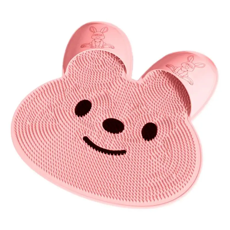 Shower Foot Scrubber Mat Non-Slip Rabbit Silicone Bath Massage Cushion Brush Foot Massage Mat Non Slip Mat For Exfoliation And