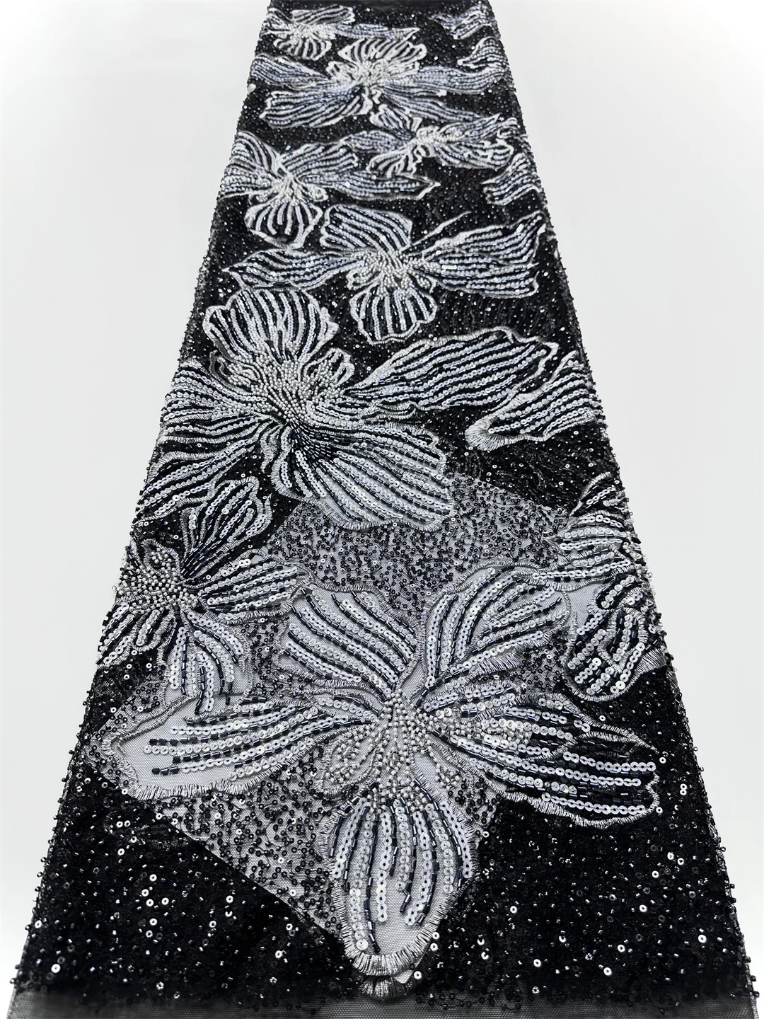

Latest Beads African Lace 2025 High Quality Sequins Nigerian Lace Fabric French Tulle Fabric Embroidery Lace for Women Dress