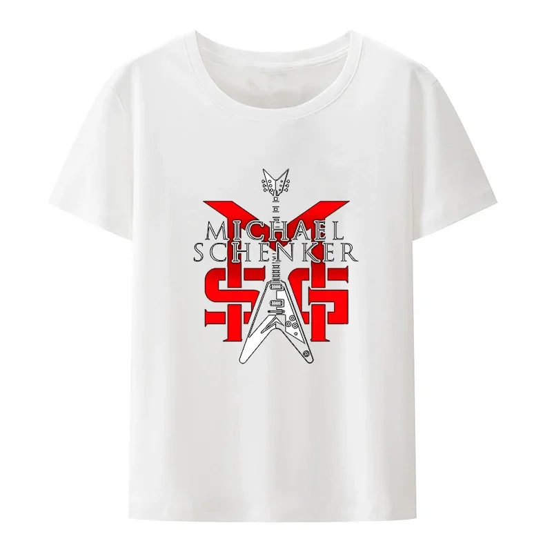 MICHAEL Schenker เสื้อโลโก้วงร็อคย้อนยุคผู้ชายผู้หญิงเสื้อฮิปฮอปแขนสั้นเสื้อลำลองแฟชั่น