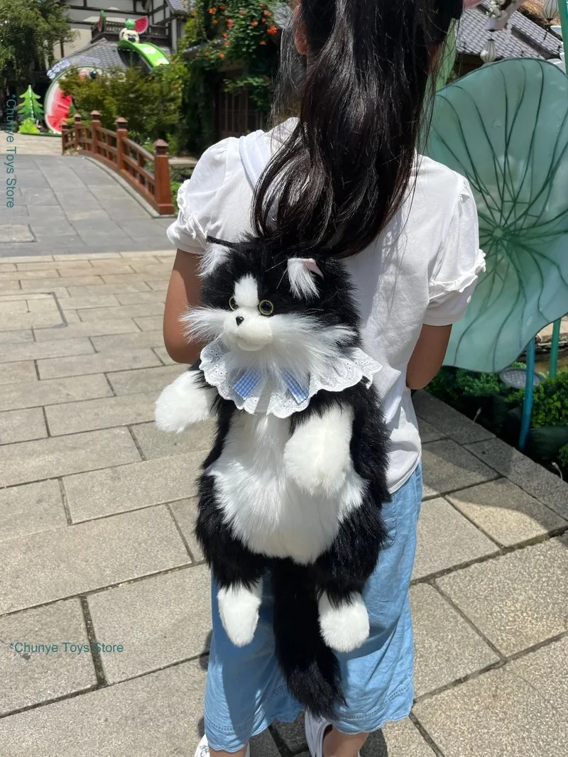 

Fashion Black Cat Backpack Interactive Companion Robot Cat Handmade Weighted Stuffed Animals Cat Bags Christmas Birthday Gifts