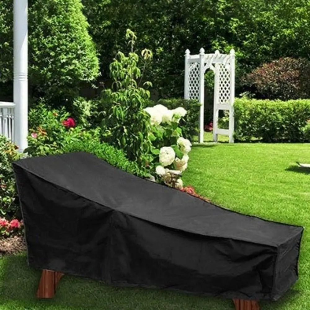 Oxford Cloth Chaise Lounge Cover Full Coverage Waterproof Lounge Chair Cover Dust-proof Anti Aging Furniture Cover Poolside