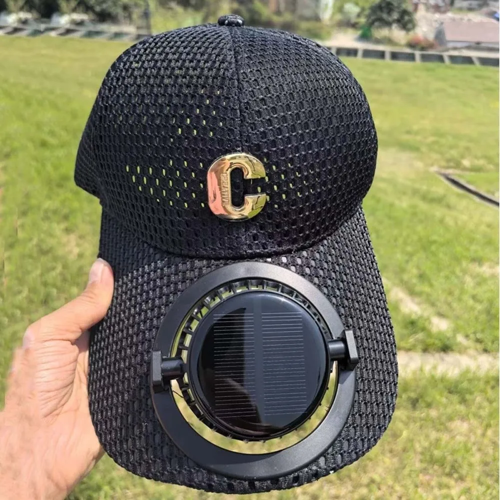 Portable Solar Powered Fan Baseball Cap Adjustable Long-lasting Rechargeable Fan Hat 300mA Breathable Cooling Mesh Peaked Cap