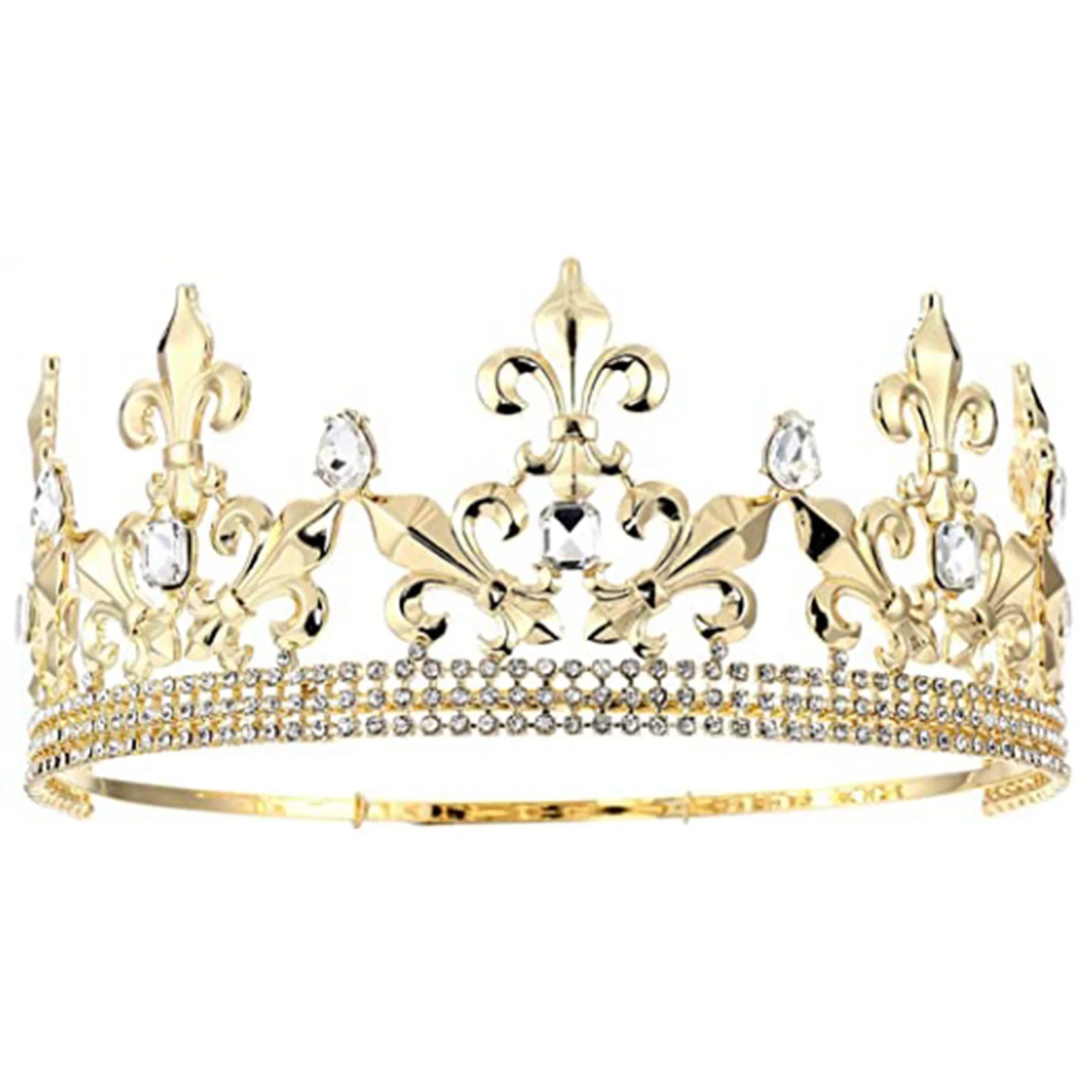 Gold King Crown for Men Adjustable Imperial Medieval Birthday Crown Prom Kings