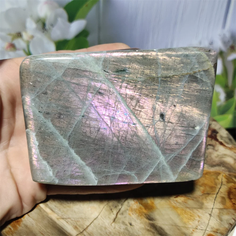 

505g Decoración Natural Purple Light Labradorite Stone Gemstone And Crystal Original Grinding Meditation Chakra Reiki Heal