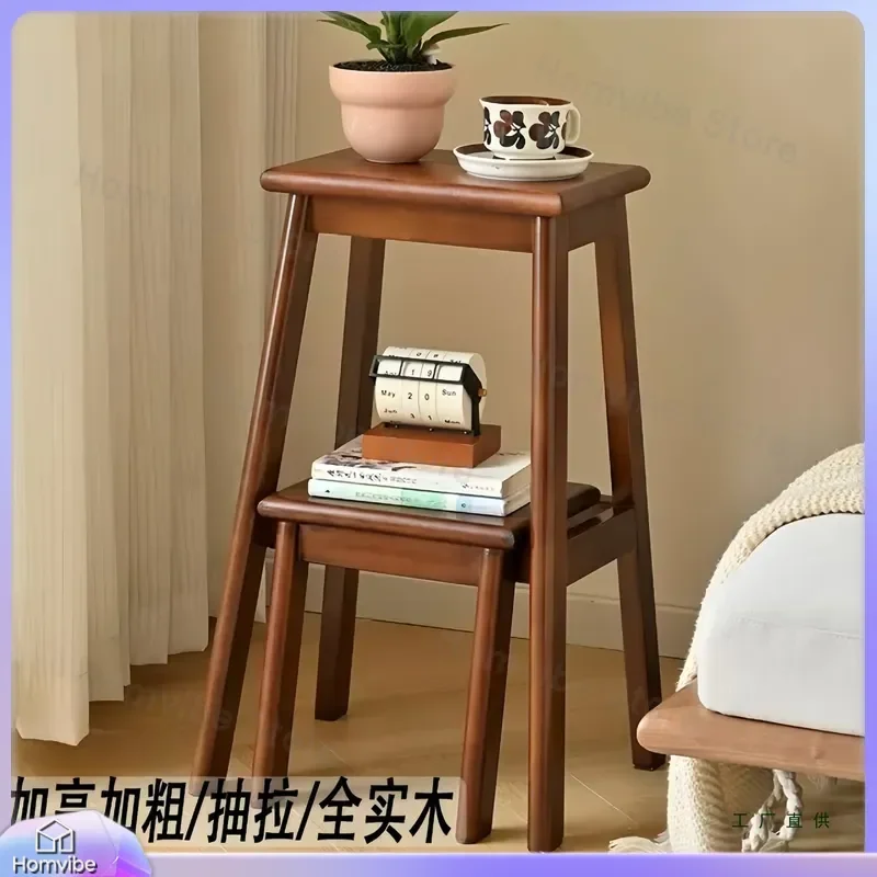 Solid Wood Folding Step Stool Dual Purpose Ladder Chair Multi Functional Household Climbing Stool Stable Heavy Duty Kitchen