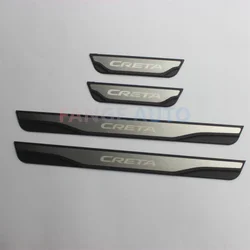 4PCS ABS Stainless Steel Door Sill Scuff Plate Auto Pedals Protector Cover For Hyundai Creta 2014-2023