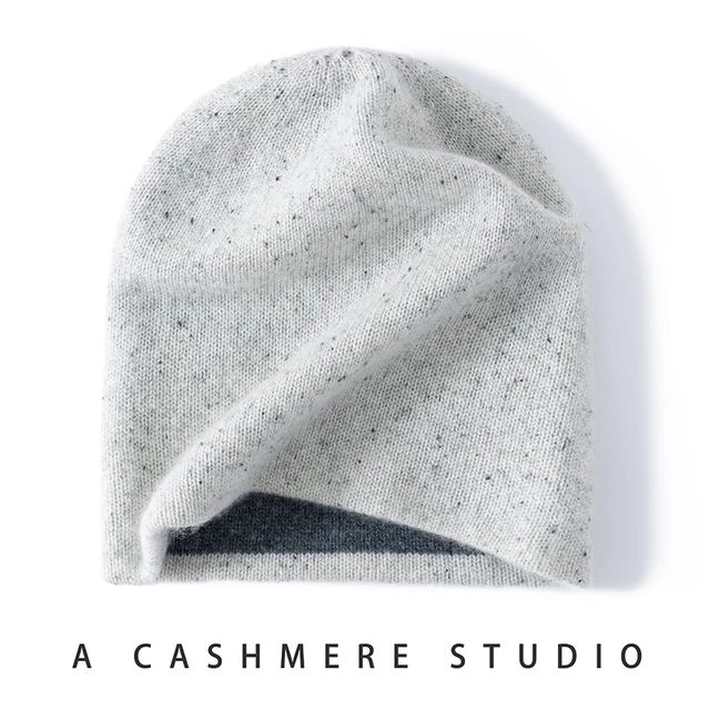 SZDYQH High Quality 100% Cashmere Hat Women Winter Double Layer Thicken Knitted Caps Skullies Female Outdoor Warm Hats Beanies