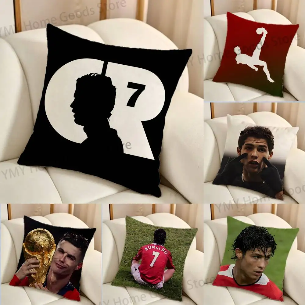 Football Star R-Ronaldo Icon Cartoon Printing Pillowcase Customized Pillow Cover for Sofa Home Decor