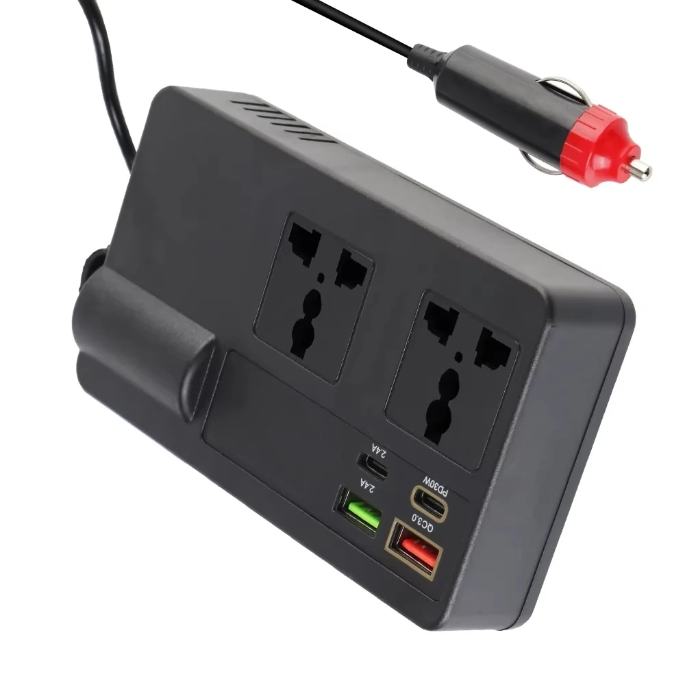 DC 12V/24V to AC 110V/220V Converter USB/PD/Type-C Chargers 200W 7 Ports Sockets Car Inverter Power Adapter Car Inverter QC 3.0 view 4
