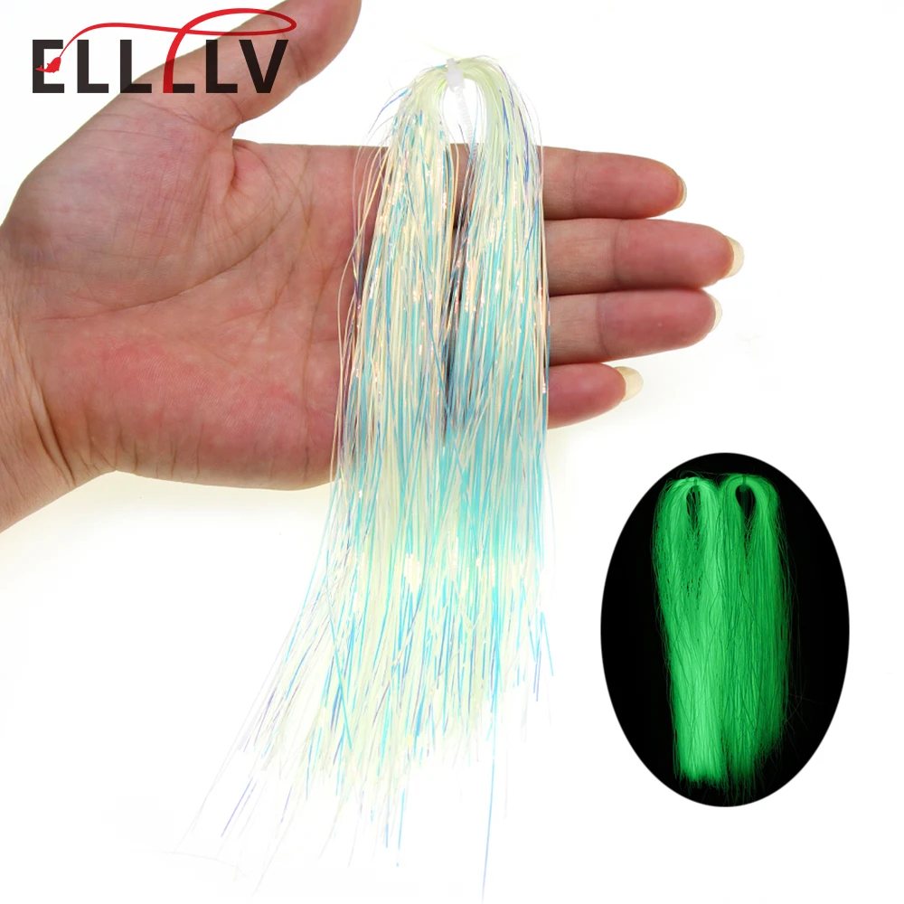 Ellv Kail Memancing, 2 Pak 0.37Mm Flashabou Berkilau Bahan Pengikat Bercahaya untuk Air Asin