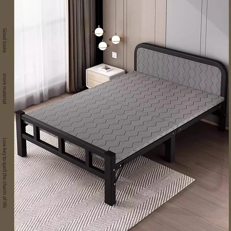 Cama individual plegable doble para dormitorio, Cama moderna de lujo de Metal para niñas, Camping, Hospital, viaje, Cama portátil, muebles de salón