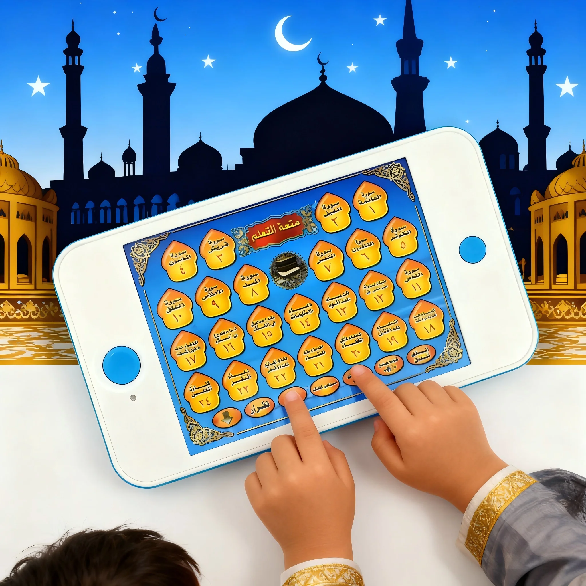 Children Arabic Language Learning Pad Electronic Touch Sound Educational Tablet for Toddlers 11 Short Surah 13 Supplications