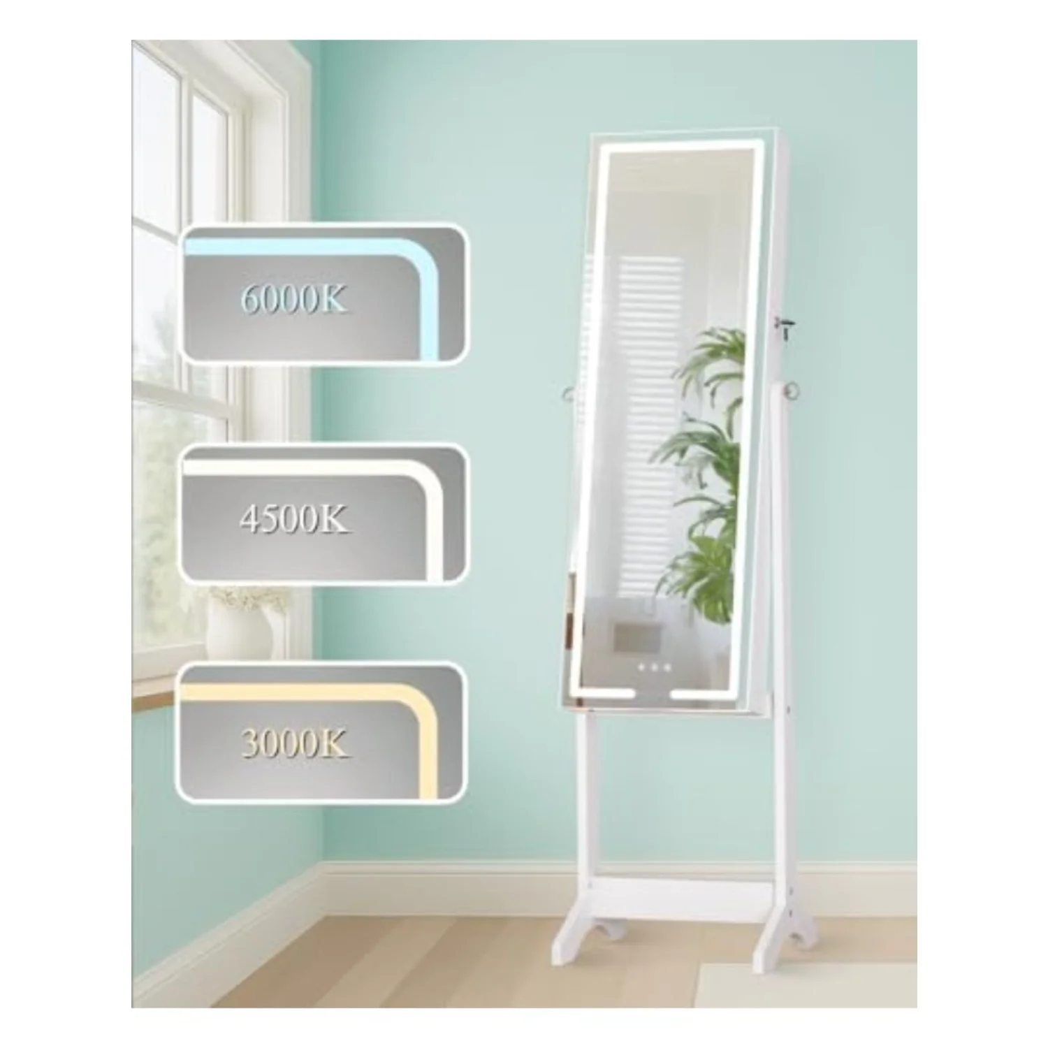 ตู้เก็บเครื่องประดับแบบตั้งพื้ - Full Length Mirror Jewelry Armoire บทวิจารณ์และราคา