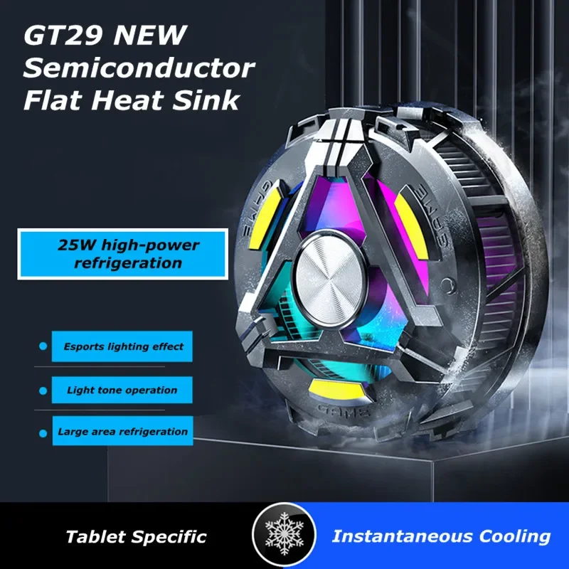 GT29 Magnetic/Back-clip 2 In 1 Large Area Semiconductor Radiator with Colorful LED for IPad/Android/Tablet Universal Game Cooler