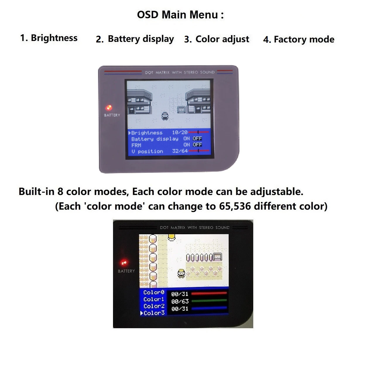Pro V5 GBO IPS LCD Backlight Kits 36 Color Mod Replacment Screen For Game Boy GBO/DMG Housing Shell