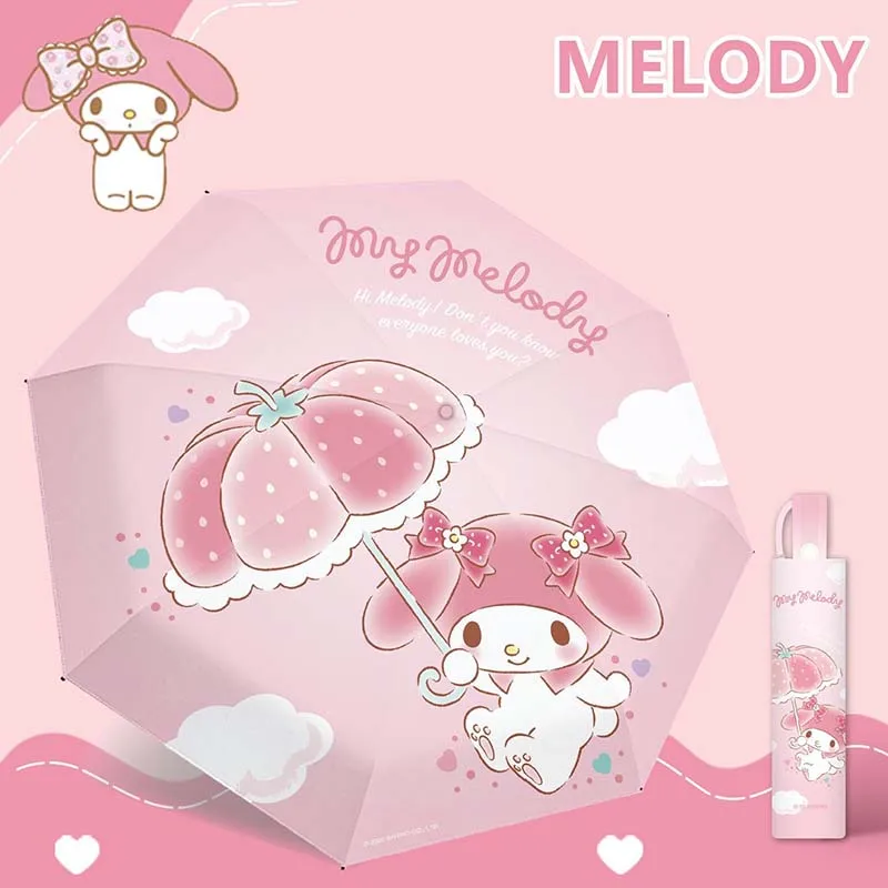 Licensed Sanrio My Melody Automatic Foldable Umbrella Black Coating UV Protection Sun Rain Dual Use Portable Daily Birthday Gift - view 6