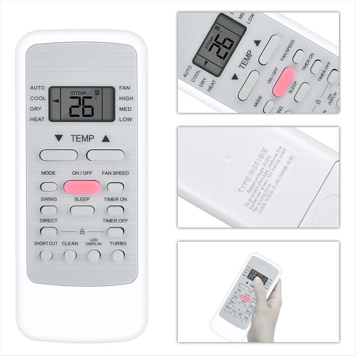 [Value Pack]New Remote Control for RG51B(1)/EU1 RG51B(2)/E RG51B/E Air Conditioner