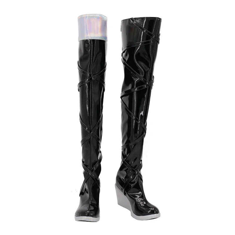 LOL KDA Seraphine Black Cosplay Shoes Boots Halloween Costume Accessories Props Custom Made