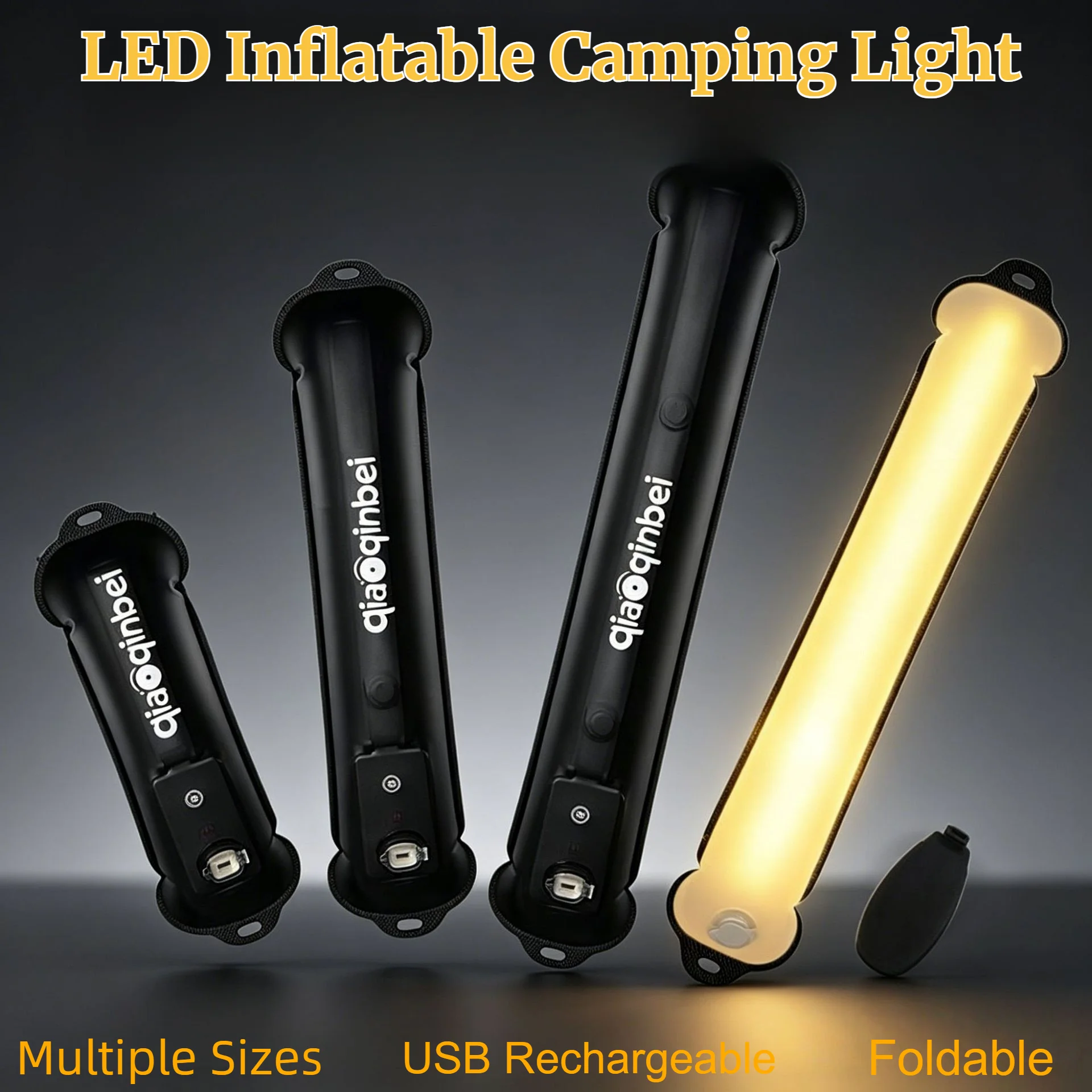 1PC Portable Foldable Inflatable Camping Lantern USB-Rechargeable Waterproof Magnetic TPU Air Column Lantern Camping Accessories