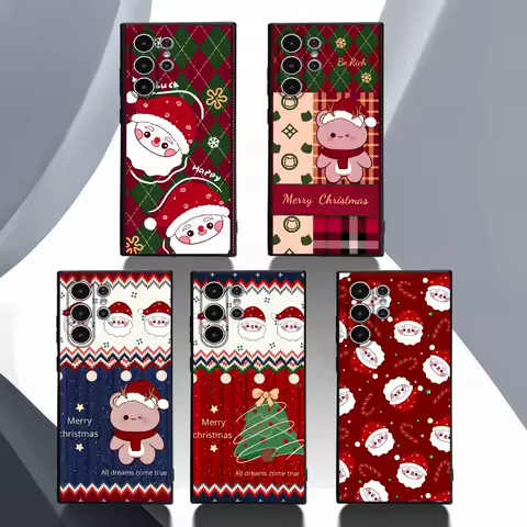 Merry Christmas New Year Phone Case For Samsung Galaxy S25 S24 S23 S22 S21 S20 Ultra Plus Frosted Soft Cover Funda