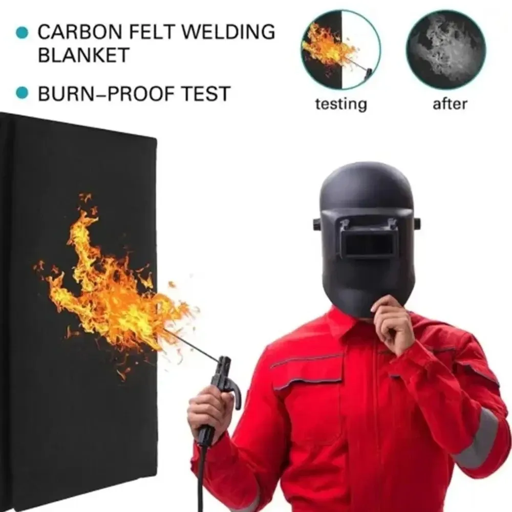 100*100cm Carbon Fiber Felt Black Fireproof Welding Protective Blanket High-temperature Resistant Flame-retardant